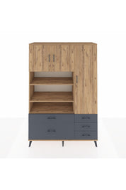 Hyperion Dolap 9 Raflı 5 Çekmeceli 3 Kapaklı 132x44x195 Çam-Çam/Antrasit