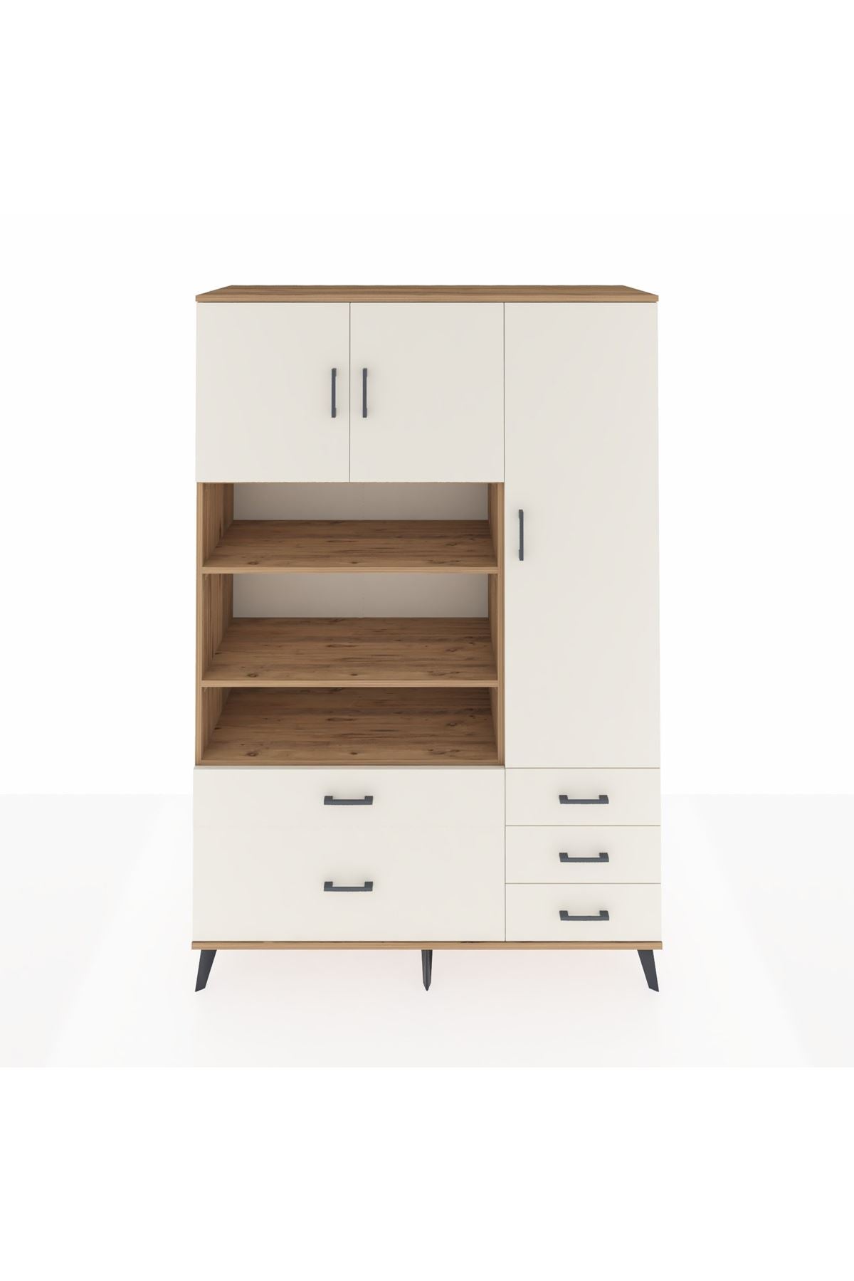 Hyperion Dolap 9 Raflı 5 Çekmeceli 3 Kapaklı 132x44x195 Çam-Aytaşı/Aytaşı