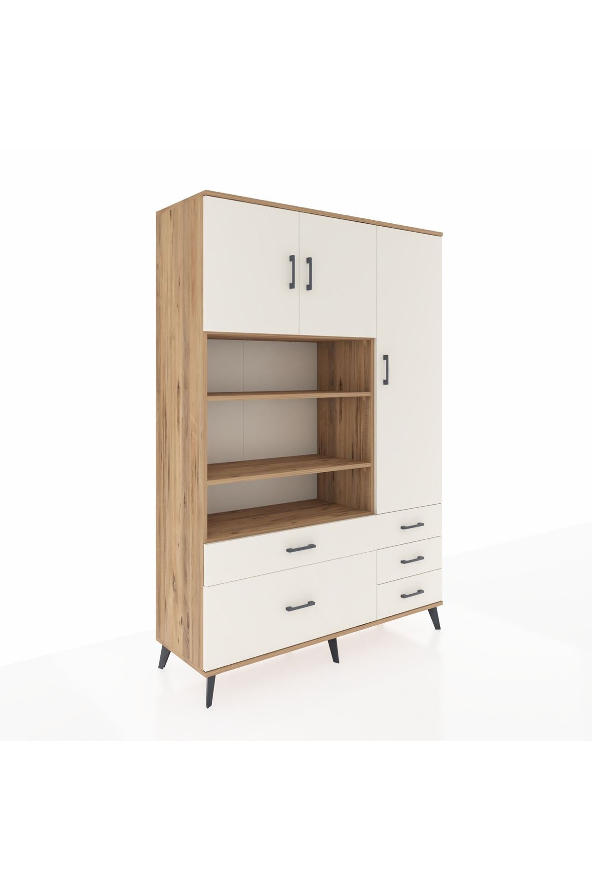 Hyperion Dolap 9 Raflı 5 Çekmeceli 3 Kapaklı 132x44x195 Çam-Aytaşı/Aytaşı