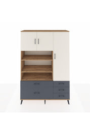 Hyperion Dolap 9 Raflı 5 Çekmeceli 3 Kapaklı 132x44x195 Çam-Aytaşı/Antrasit