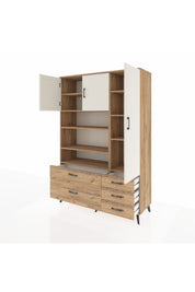 Hyperion Dolap 9 Raflı 5 Çekmeceli 3 Kapaklı 132x44x195 Çam-Aytaşı/Çam