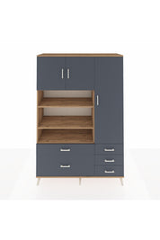 Hyperion Dolap 9 Raflı 5 Çekmeceli 3 Kapaklı 132x44x195 Çam-Antrasit/Antrasit