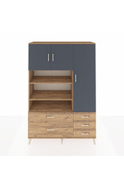 Hyperion Dolap 9 Raflı 5 Çekmeceli 3 Kapaklı 132x44x195 Çam-Antrasit/Çam