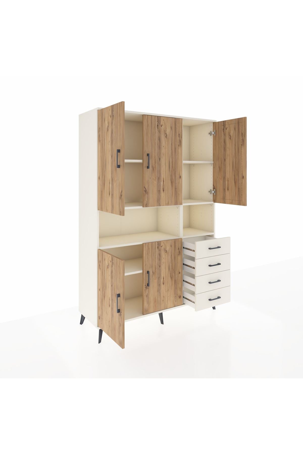 Hyperion Dolap 7 Raflı 4 Çekmeceli 5 Kapaklı 132x44x195 Aytaşı-Çam/Aytaşı