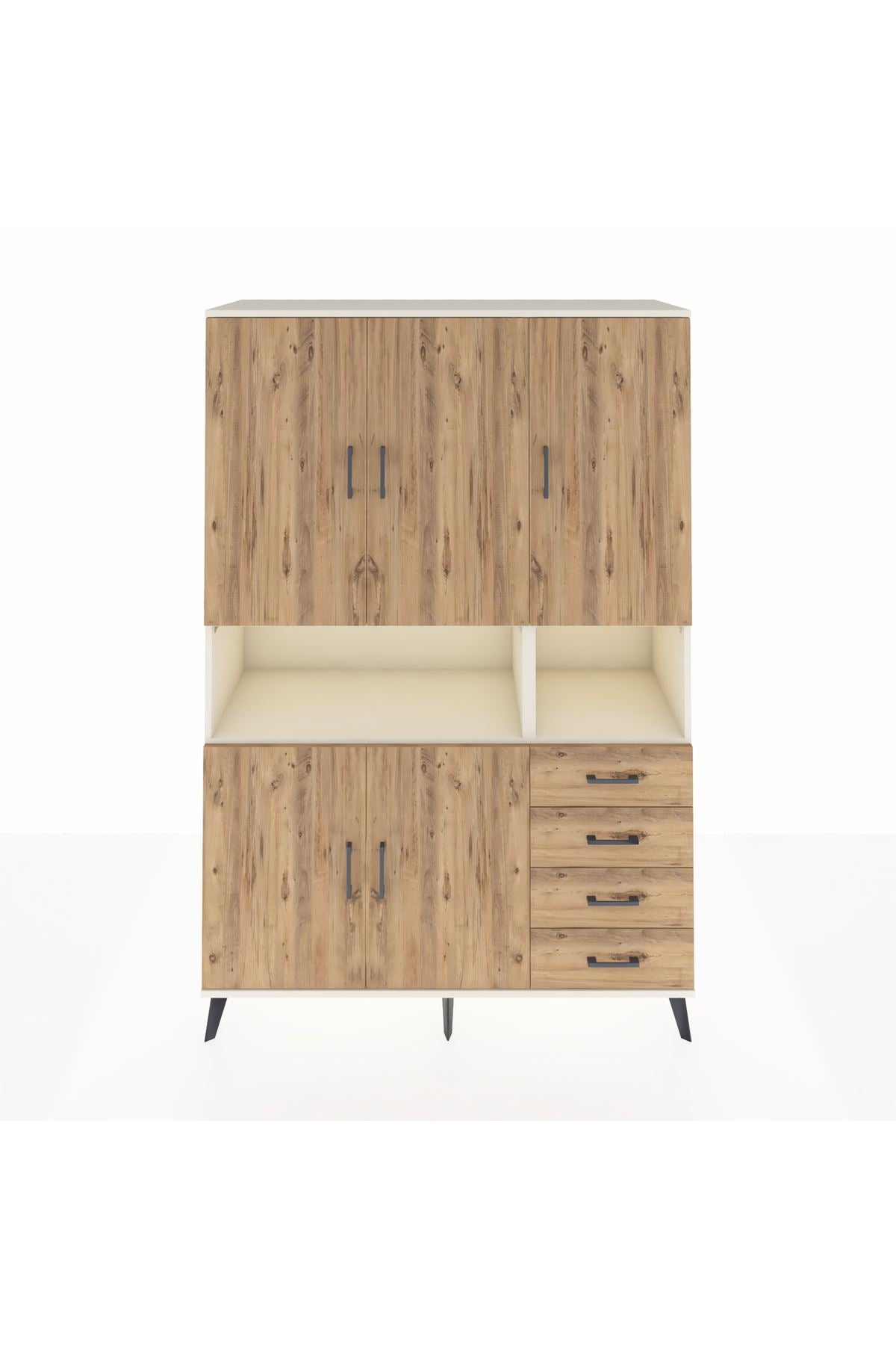 Hyperion Dolap 7 Raflı 4 Çekmeceli 5 Kapaklı 132x44x195 Aytaşı-Çam/Çam