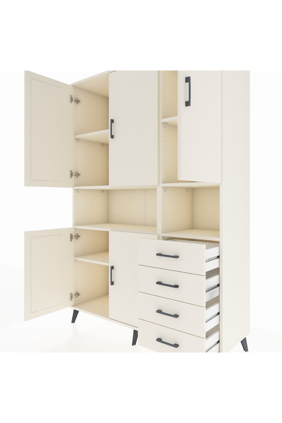 Hyperion Dolap 7 Raflı 4 Çekmeceli 5 Kapaklı 132x44x195 Aytaşı-Aytaşı/Aytaşı