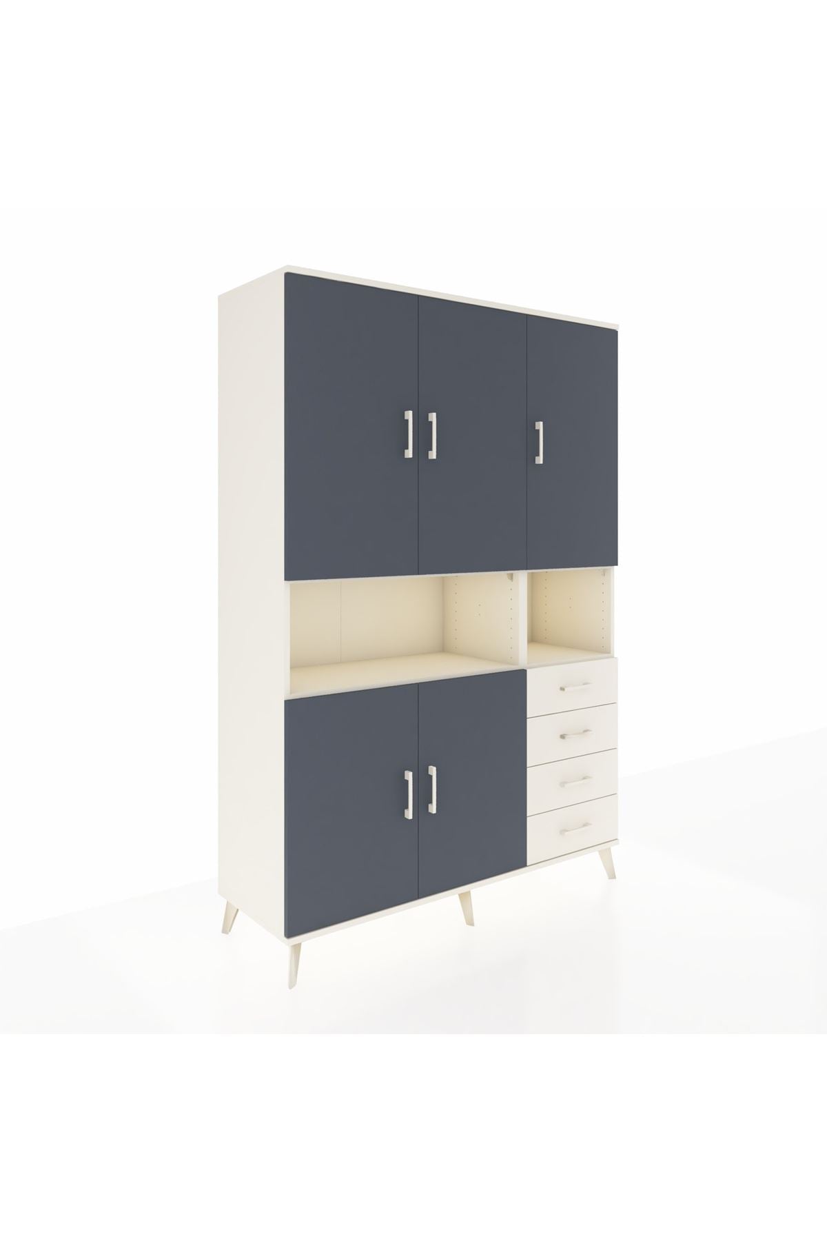 Hyperion Dolap 7 Raflı 4 Çekmeceli 5 Kapaklı 132x44x195 Aytaşı-Antrasit/Aytaşı