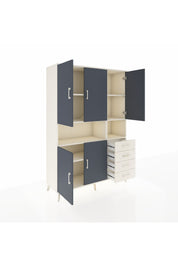 Hyperion Dolap 7 Raflı 4 Çekmeceli 5 Kapaklı 132x44x195 Aytaşı-Antrasit/Aytaşı