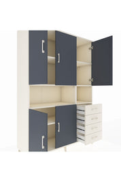 Hyperion Dolap 7 Raflı 4 Çekmeceli 5 Kapaklı 132x44x195 Aytaşı-Antrasit/Aytaşı