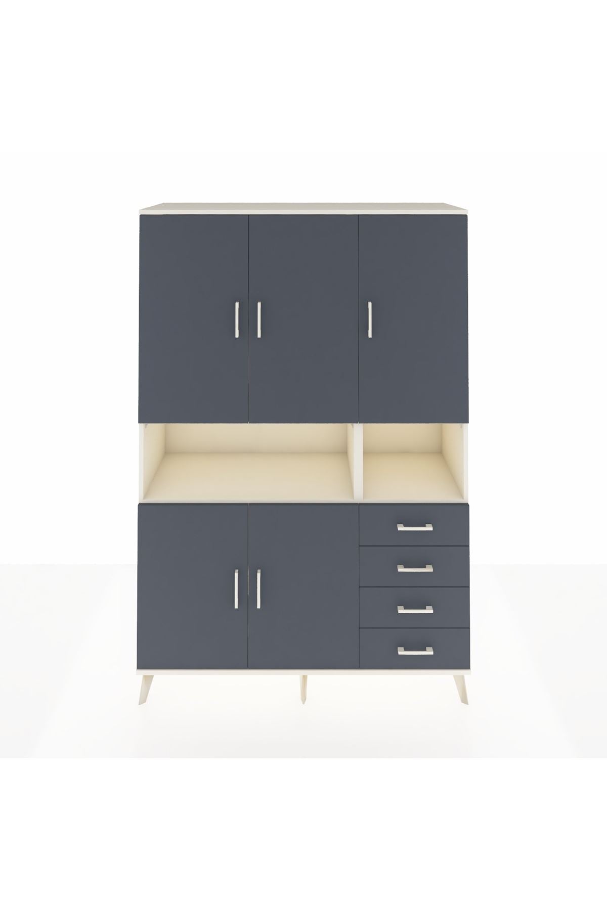 Hyperion Dolap 7 Raflı 4 Çekmeceli 5 Kapaklı 132x44x195 Aytaşı-Antrasit/Antrasit