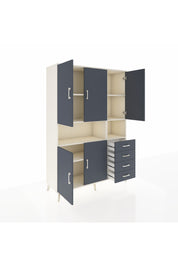 Hyperion Dolap 7 Raflı 4 Çekmeceli 5 Kapaklı 132x44x195 Aytaşı-Antrasit/Antrasit