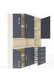 Hyperion Dolap 7 Raflı 4 Çekmeceli 5 Kapaklı 132x44x195 Aytaşı-Antrasit/Antrasit