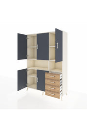 Hyperion Dolap 7 Raflı 4 Çekmeceli 5 Kapaklı 132x44x195 Aytaşı-Antrasit/Çam