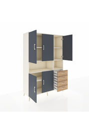 Hyperion Dolap 7 Raflı 4 Çekmeceli 5 Kapaklı 132x44x195 Aytaşı-Antrasit/Çam