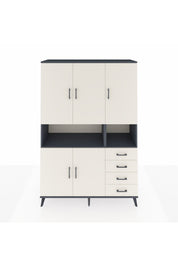 Hyperion Dolap 7 Raflı 4 Çekmeceli 5 Kapaklı 132x44x195 Antrasit-Aytaşı/Aytaşı