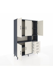 Hyperion Dolap 7 Raflı 4 Çekmeceli 5 Kapaklı 132x44x195 Antrasit-Aytaşı/Aytaşı