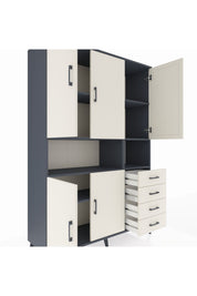 Hyperion Dolap 7 Raflı 4 Çekmeceli 5 Kapaklı 132x44x195 Antrasit-Aytaşı/Aytaşı