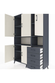 Hyperion Dolap 7 Raflı 4 Çekmeceli 5 Kapaklı 132x44x195 Antrasit-Aytaşı/Antrasit