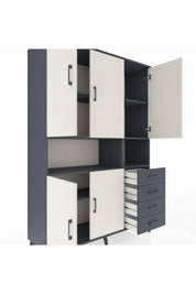 Hyperion Dolap 7 Raflı 4 Çekmeceli 5 Kapaklı 132x44x195 Antrasit-Aytaşı/Antrasit
