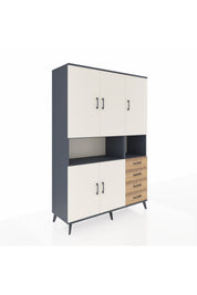 Hyperion Dolap 7 Raflı 4 Çekmeceli 5 Kapaklı 132x44x195 Antrasit-Aytaşı/Çam