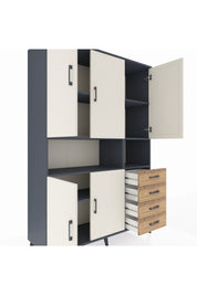 Hyperion Dolap 7 Raflı 4 Çekmeceli 5 Kapaklı 132x44x195 Antrasit-Aytaşı/Çam