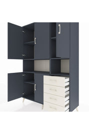 Hyperion Dolap 7 Raflı 4 Çekmeceli 5 Kapaklı 132x44x195 Antrasit-Antrasit/Aytaşı