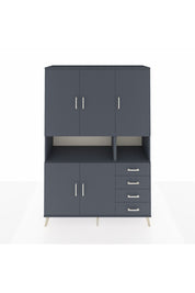 Hyperion Dolap 7 Raflı 4 Çekmeceli 5 Kapaklı 132x44x195 Antrasit-Antrasit/Antrasit