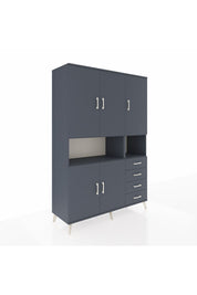 Hyperion Dolap 7 Raflı 4 Çekmeceli 5 Kapaklı 132x44x195 Antrasit-Antrasit/Antrasit