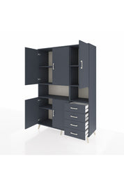 Hyperion Dolap 7 Raflı 4 Çekmeceli 5 Kapaklı 132x44x195 Antrasit-Antrasit/Antrasit