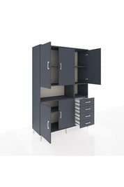 Hyperion Dolap 7 Raflı 4 Çekmeceli 5 Kapaklı 132x44x195 Antrasit-Antrasit/Antrasit
