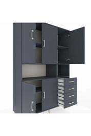 Hyperion Dolap 7 Raflı 4 Çekmeceli 5 Kapaklı 132x44x195 Antrasit-Antrasit/Antrasit