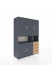 Hyperion Dolap 7 Raflı 4 Çekmeceli 5 Kapaklı 132x44x195 Antrasit-Antrasit/Çam