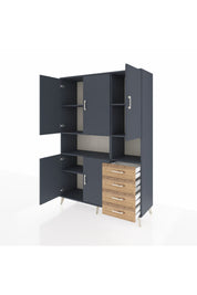 Hyperion Dolap 7 Raflı 4 Çekmeceli 5 Kapaklı 132x44x195 Antrasit-Antrasit/Çam