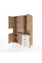Hyperion Dolap 7 Raflı 4 Çekmeceli 5 Kapaklı 132x44x195 Çam-Çam/Aytaşı