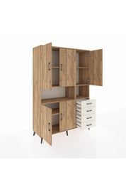 Hyperion Dolap 7 Raflı 4 Çekmeceli 5 Kapaklı 132x44x195 Çam-Çam/Aytaşı