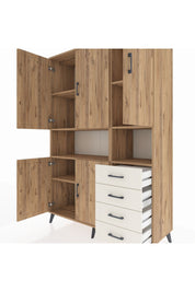 Hyperion Dolap 7 Raflı 4 Çekmeceli 5 Kapaklı 132x44x195 Çam-Çam/Aytaşı