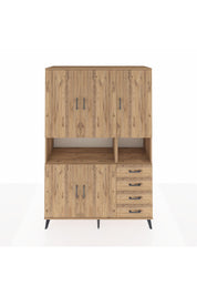 Hyperion Dolap 7 Raflı 4 Çekmeceli 5 Kapaklı 132x44x195 Çam-Çam/Çam