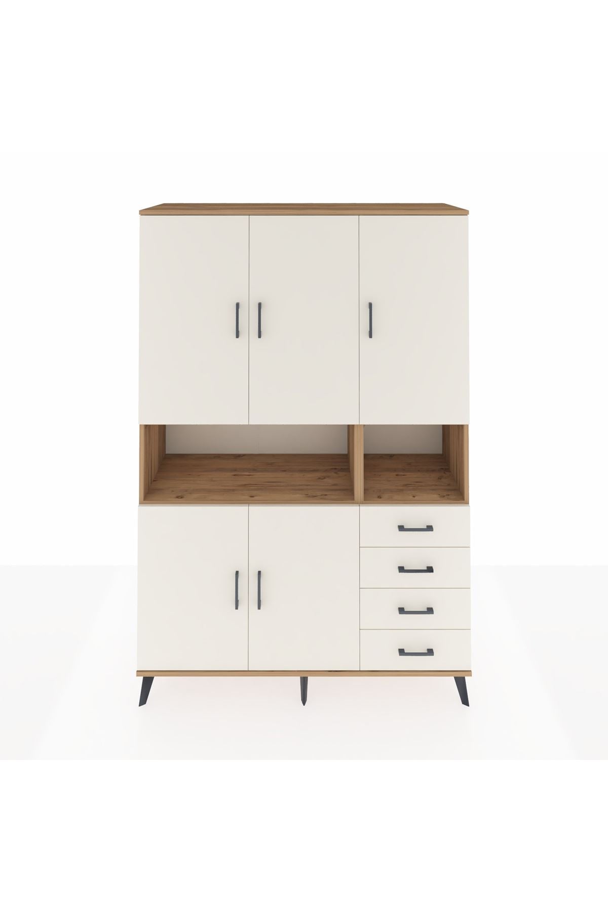 Hyperion Dolap 7 Raflı 4 Çekmeceli 5 Kapaklı 132x44x195 Çam-Aytaşı/Aytaşı