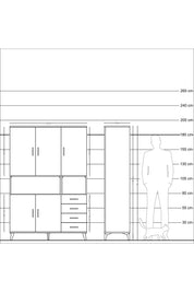 Hyperion Dolap 7 Raflı 4 Çekmeceli 5 Kapaklı 132x44x195 Çam-Aytaşı/Aytaşı
