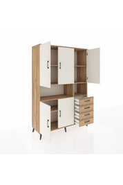 Hyperion Dolap 7 Raflı 4 Çekmeceli 5 Kapaklı 132x44x195 Çam-Aytaşı/Çam