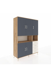 Hyperion Dolap 7 Raflı 4 Çekmeceli 5 Kapaklı 132x44x195 Çam-Antrasit/Aytaşı