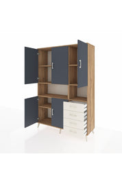 Hyperion Dolap 7 Raflı 4 Çekmeceli 5 Kapaklı 132x44x195 Çam-Antrasit/Aytaşı