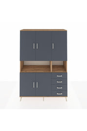 Hyperion Dolap 7 Raflı 4 Çekmeceli 5 Kapaklı 132x44x195 Çam-Antrasit/Antrasit