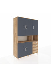 Hyperion Dolap 7 Raflı 4 Çekmeceli 5 Kapaklı 132x44x195 Çam-Antrasit/Çam