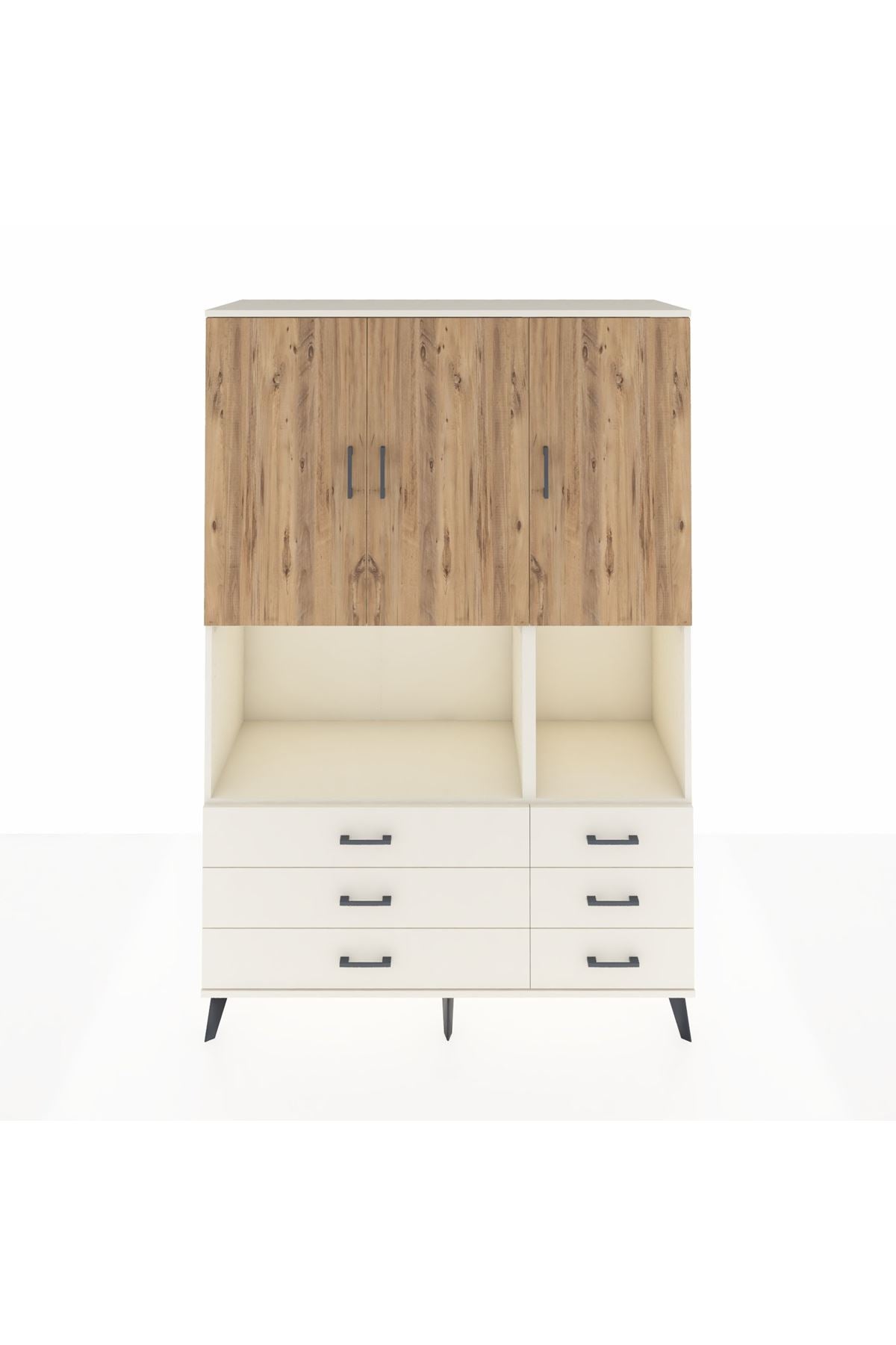 Hyperion Dolap 6 Raflı 6 Çekmeceli 3 Kapaklı 132x44x195 Aytaşı-Çam/Aytaşı