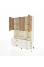 Hyperion Dolap 6 Raflı 6 Çekmeceli 3 Kapaklı 132x44x195 Aytaşı-Çam/Aytaşı