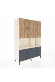 Hyperion Dolap 6 Raflı 6 Çekmeceli 3 Kapaklı 132x44x195 Aytaşı-Çam/Antrasit