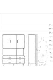 Hyperion Dolap 6 Raflı 6 Çekmeceli 3 Kapaklı 132x44x195 Aytaşı-Çam/Antrasit