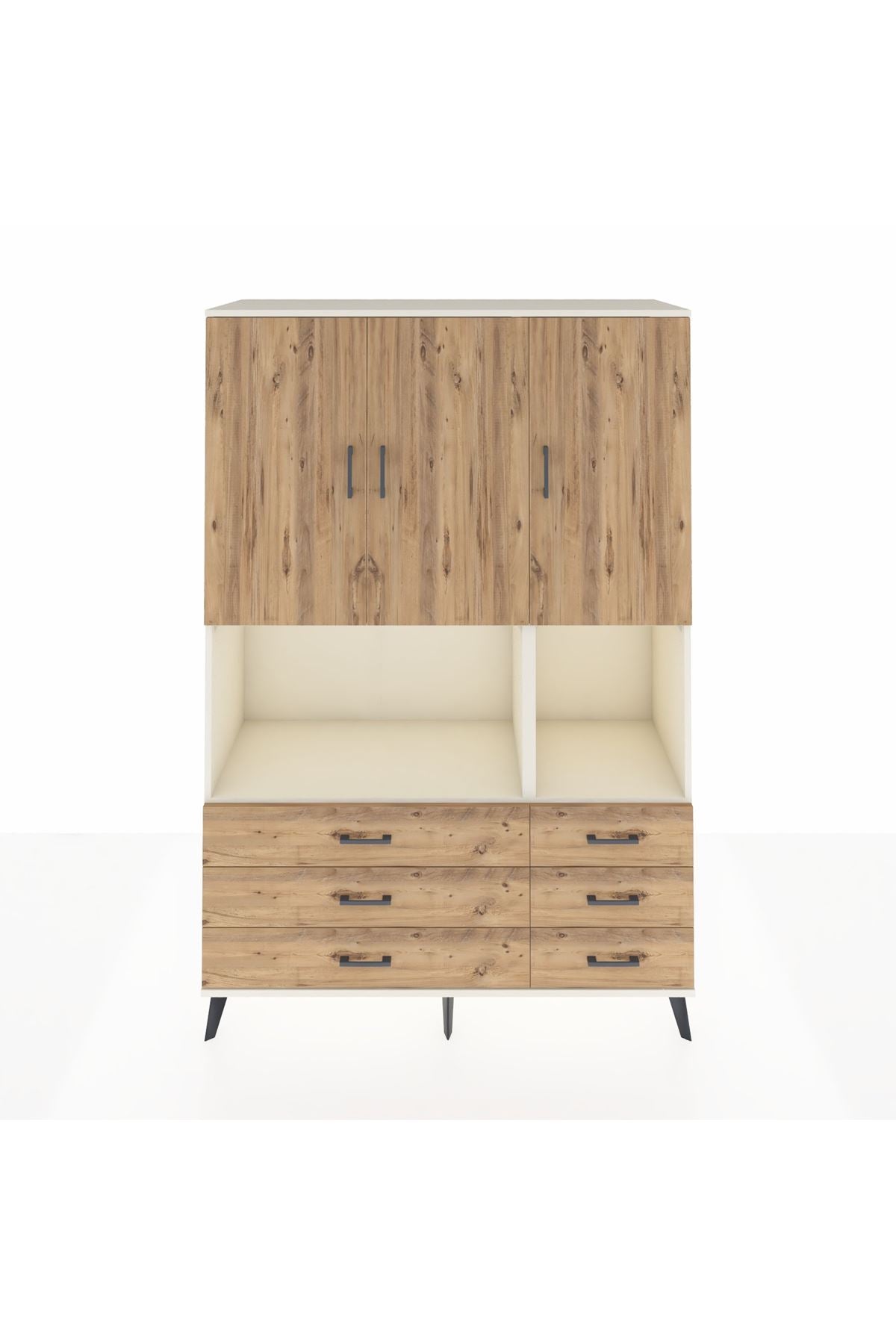 Hyperion Dolap 6 Raflı 6 Çekmeceli 3 Kapaklı 132x44x195 Aytaşı-Çam/Çam