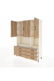 Hyperion Dolap 6 Raflı 6 Çekmeceli 3 Kapaklı 132x44x195 Aytaşı-Çam/Çam